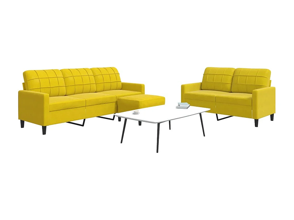 Ensemble de canapés 3 pcs avec coussins Jaune Velours