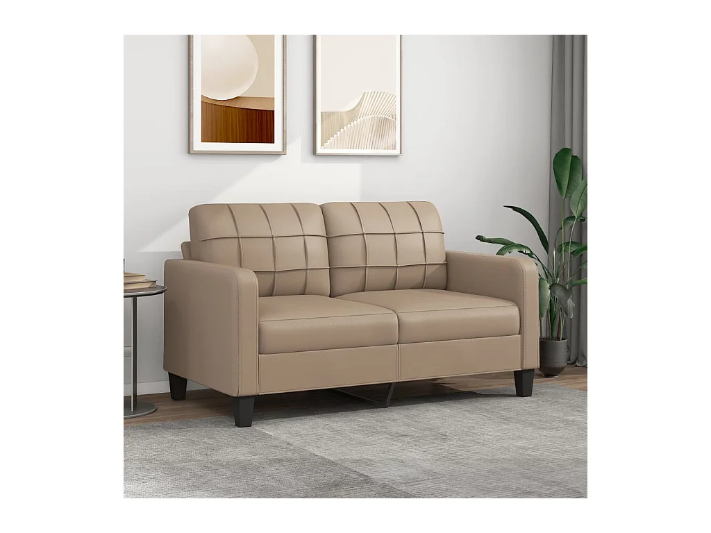 Divano a 2 Posti Cappuccino 140 cm in Similpelle