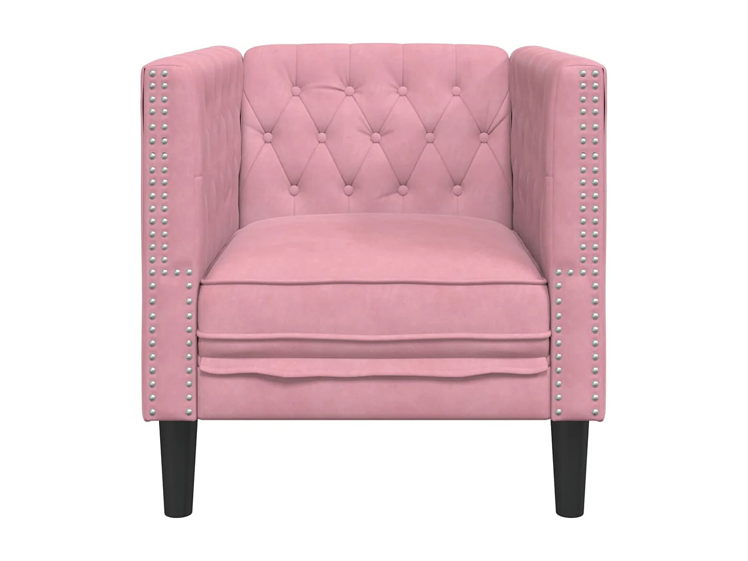Fauteuil Chesterfield rose velours