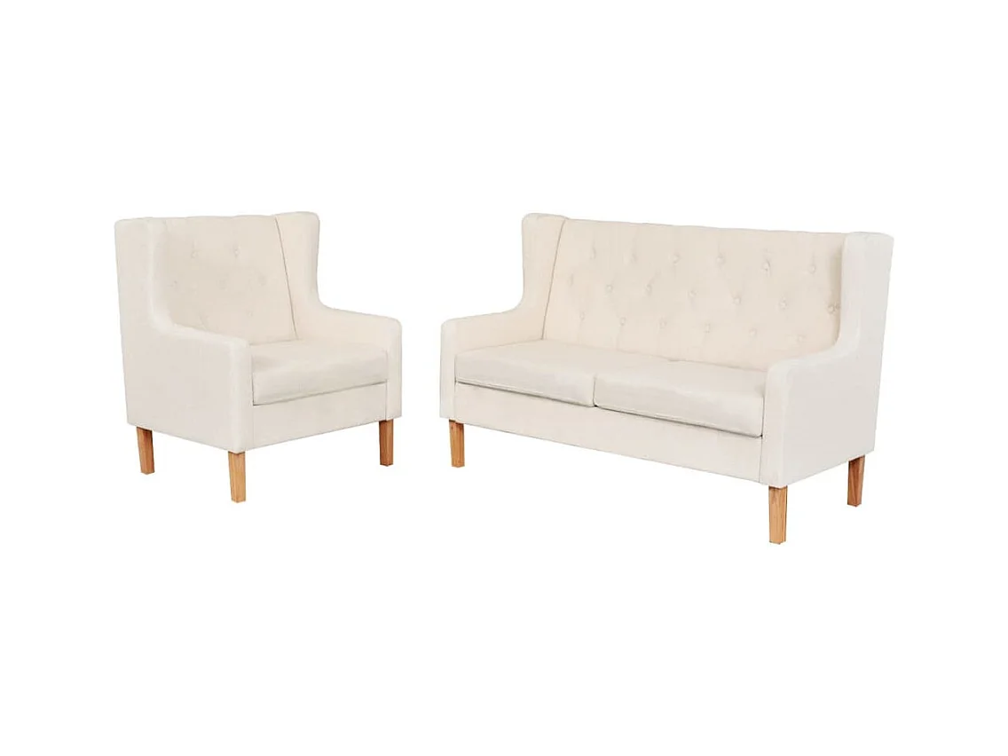 Ensemble de canapés 2 pcs tissu blanc crème