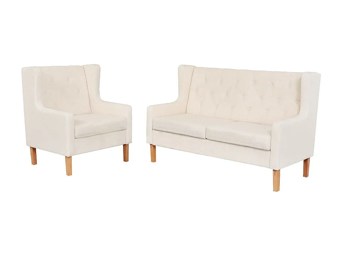 Ensemble de canapés 2 pcs tissu blanc crème