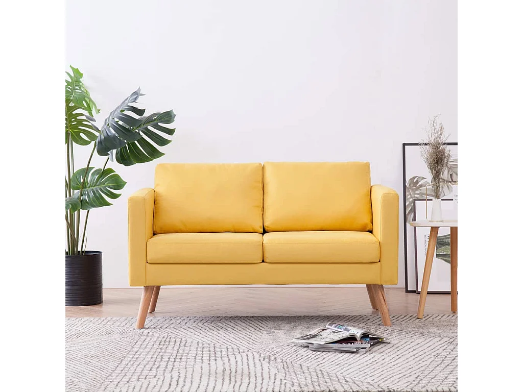 Canapé à 2 places tissu jaune