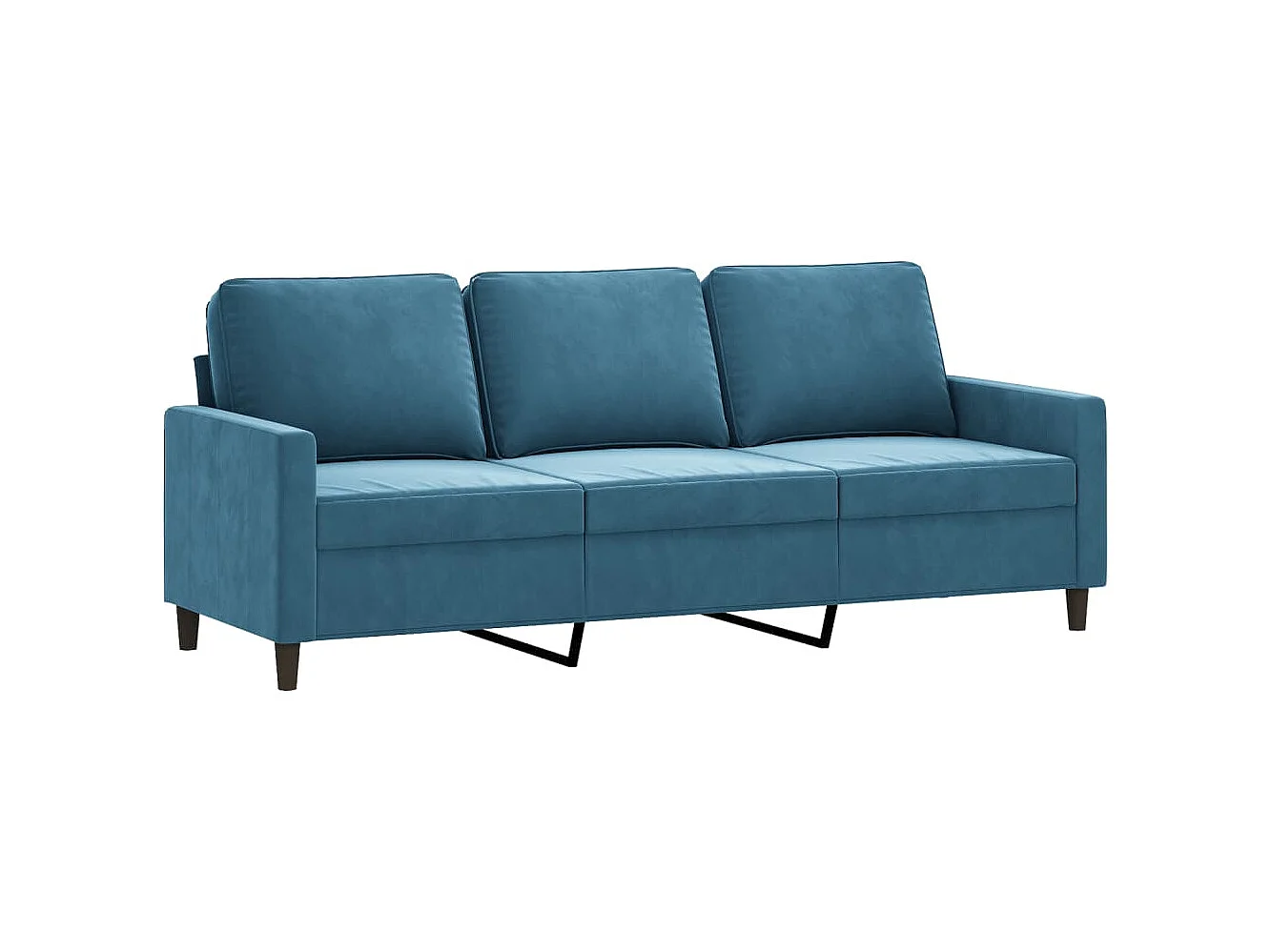 3-tlg. Sofagarnitur mit Kissen Blau Samt