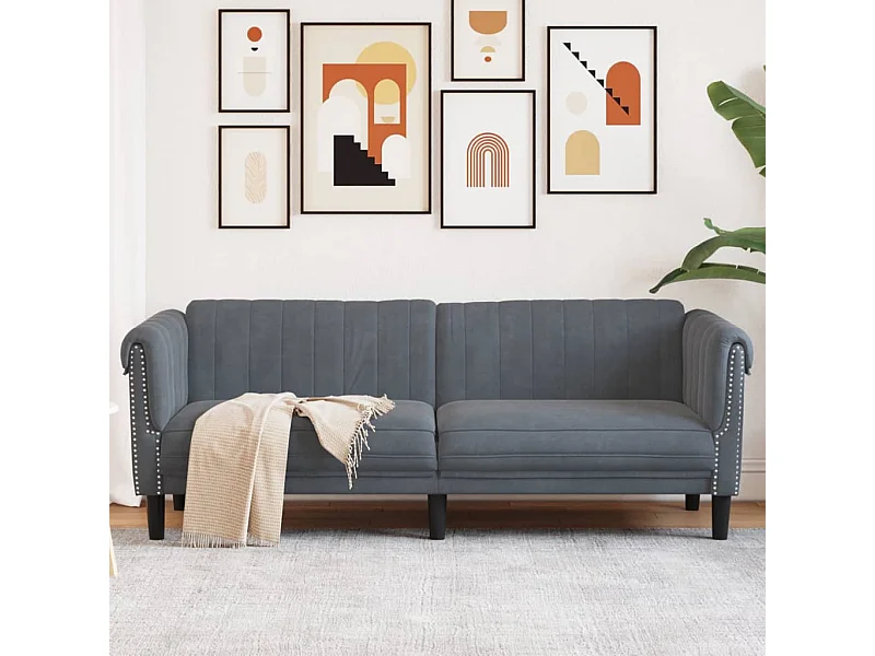 Canapé à 3 places gris foncé velours