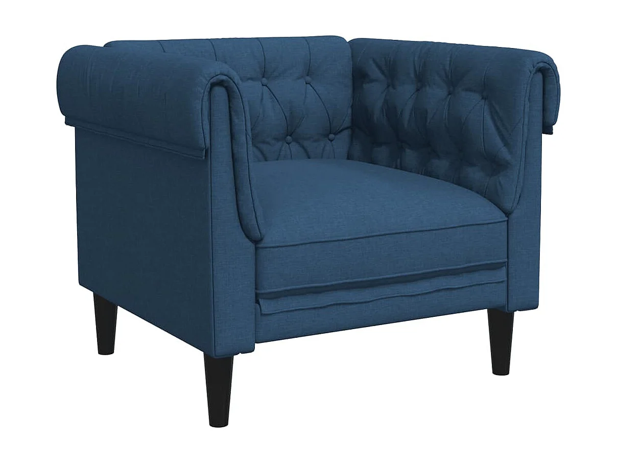 Fauteuil Chesterfield bleu tissu