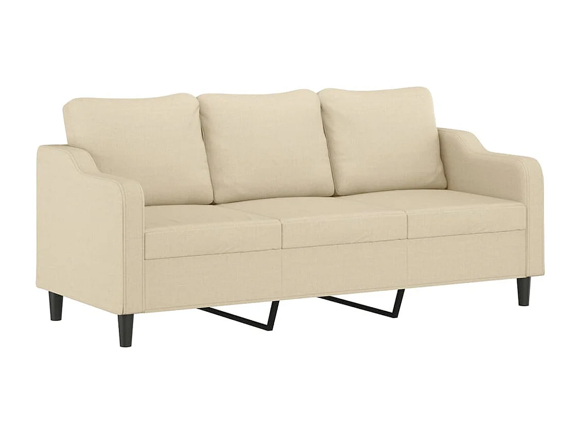 Set Divani 3 pz con Cuscini Crema in Tessuto