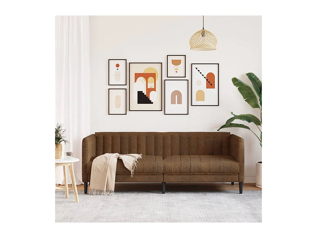 Driezitsbank kunstsuède bruin