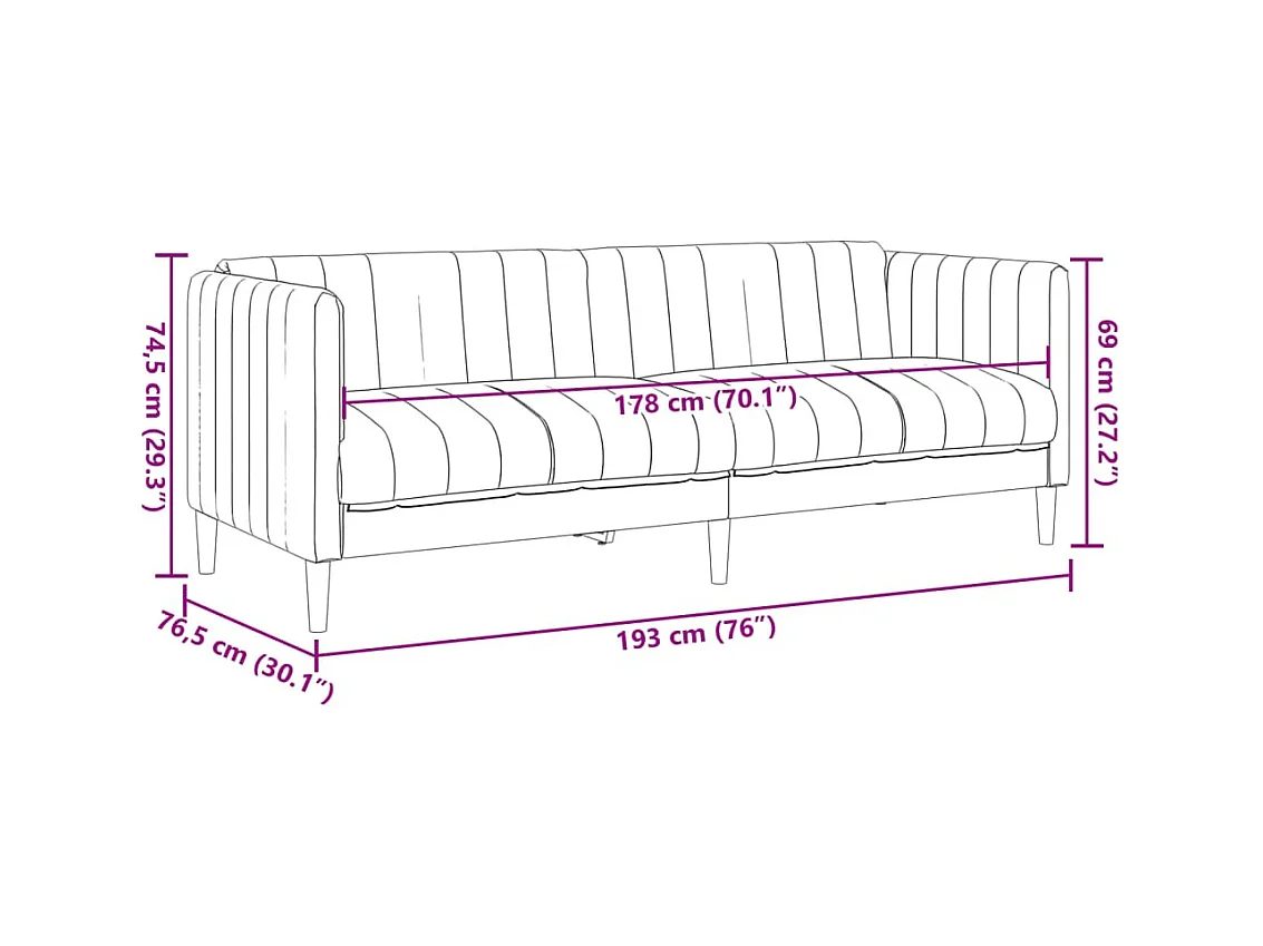 Driezitsbank kunstsuède bruin