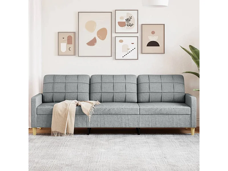 Sofá de 3 lugares 210 cm tecido cinza-claro