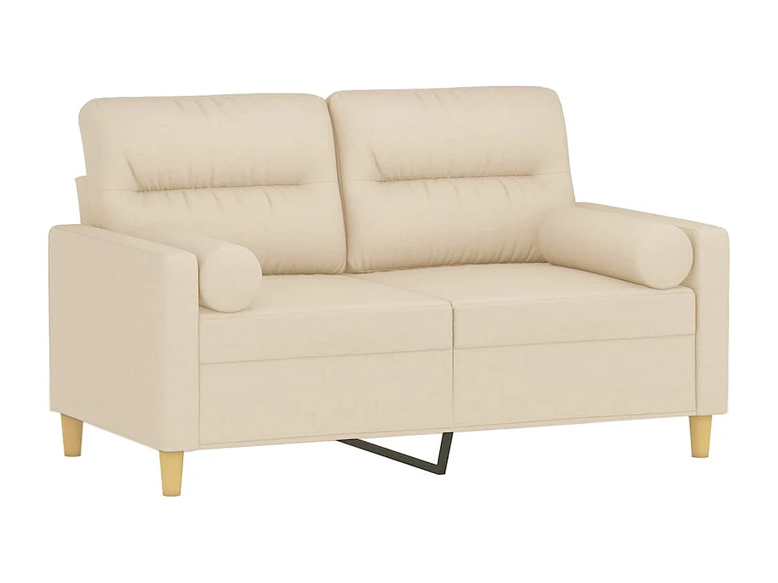 Canapé 2 places avec oreillers décoratifs crème 120 cm tissu