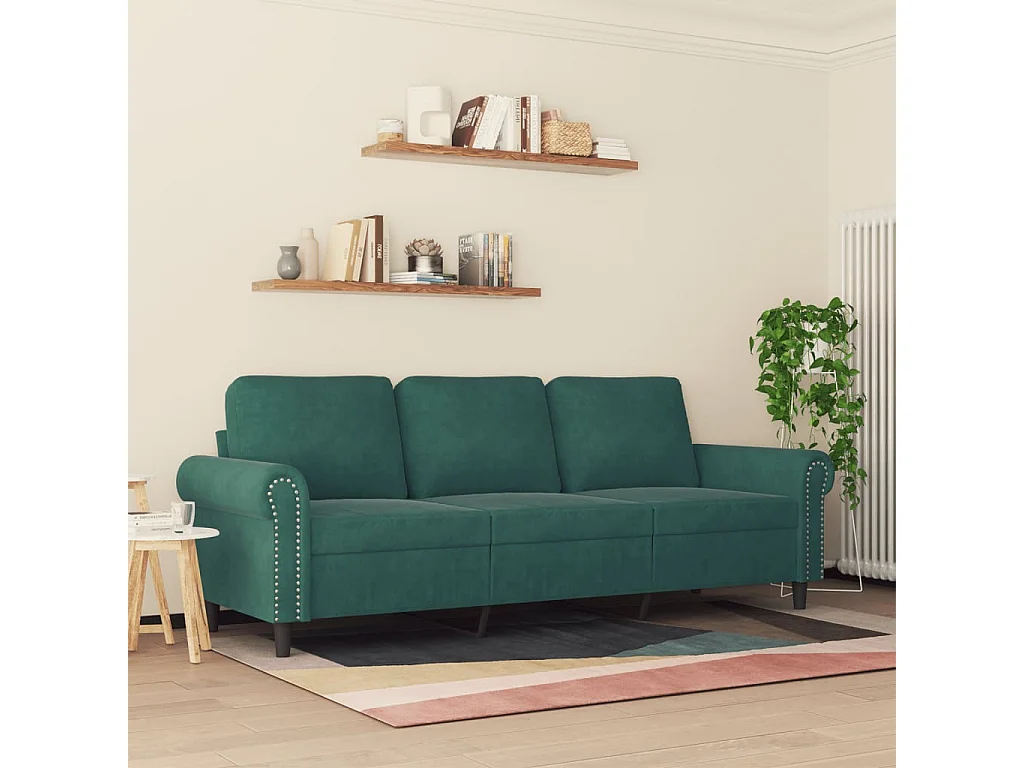 Canapé à 3 places Vert foncé 180 cm Velours