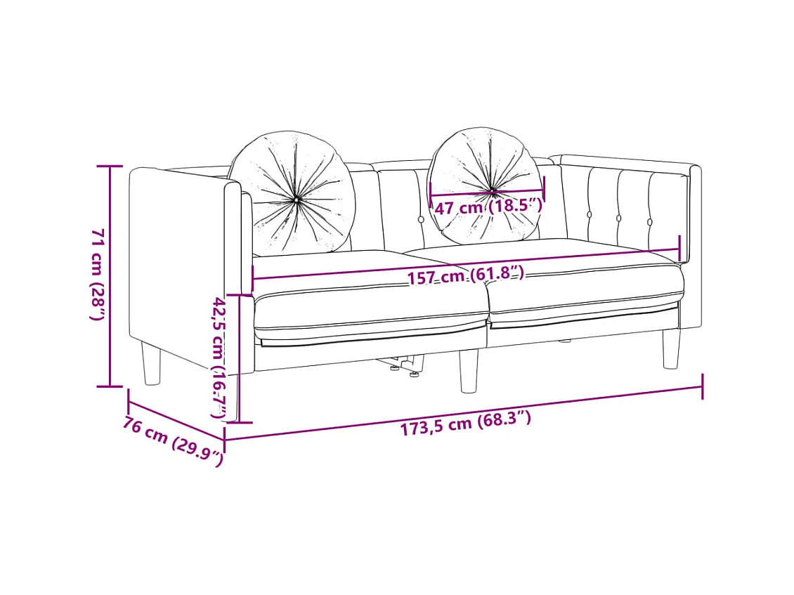 Ensemble de canapés 3 pcs avec coussins marron velours
