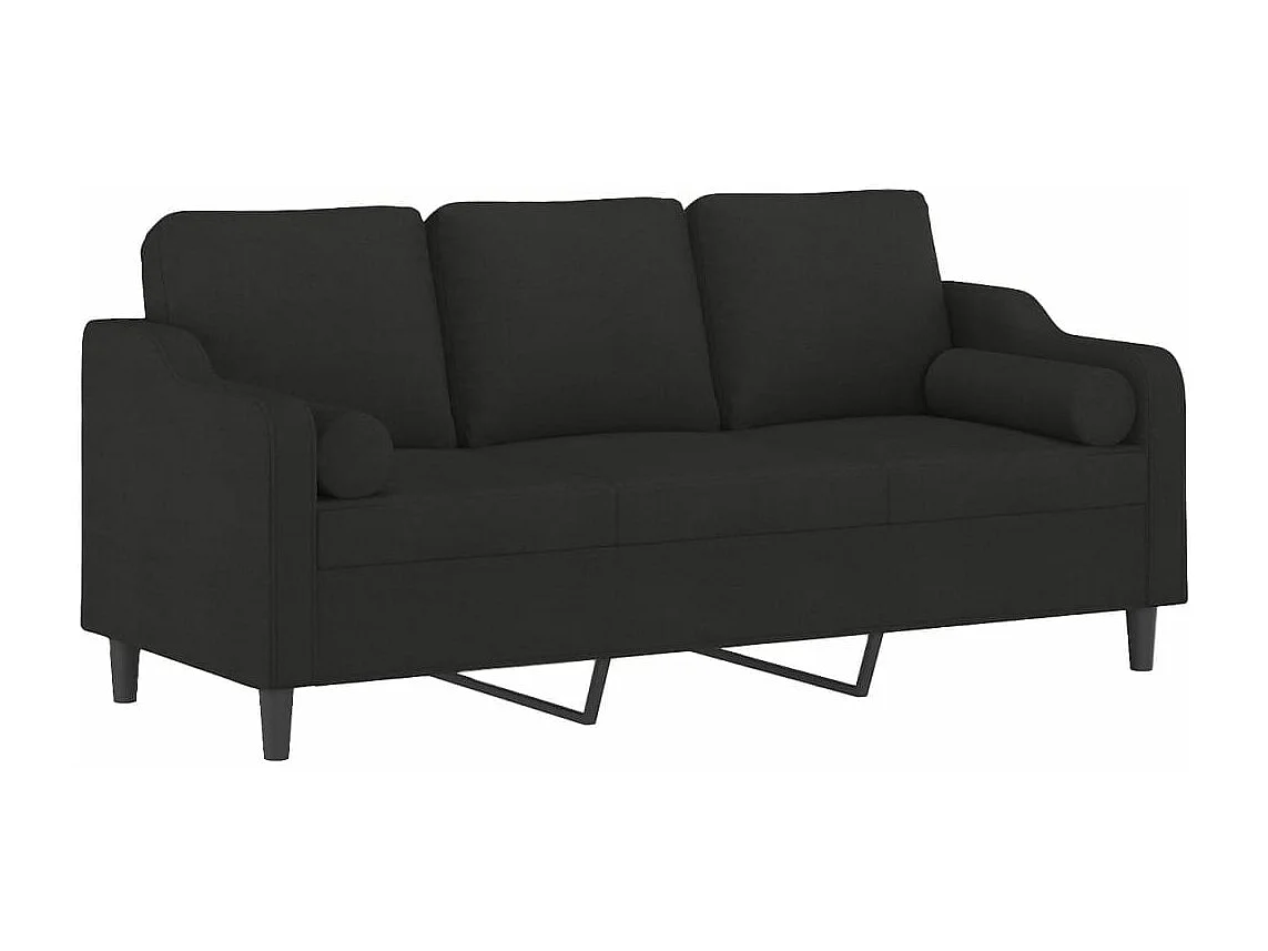 3-Sitzer-Sofa mit Zierkissen Schwarz 180 cm Stoff