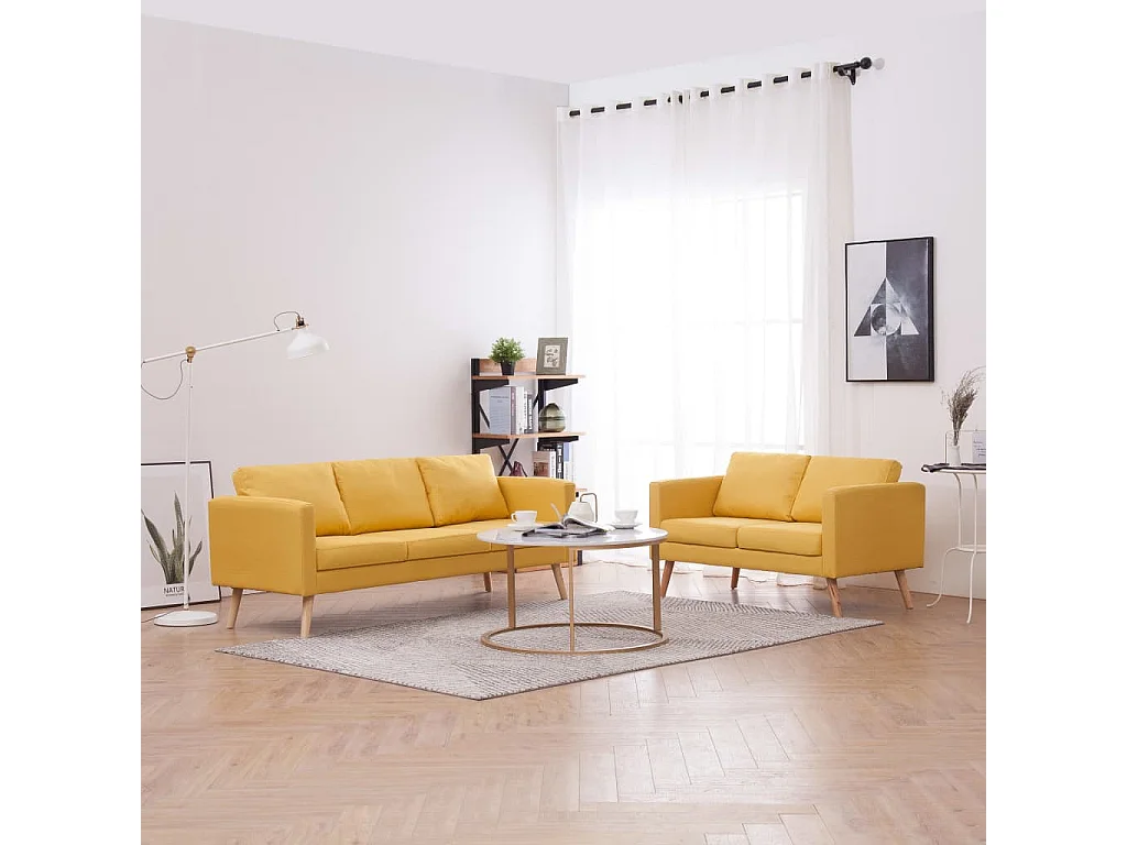 Ensemble de canapé 2 pcs tissu jaune