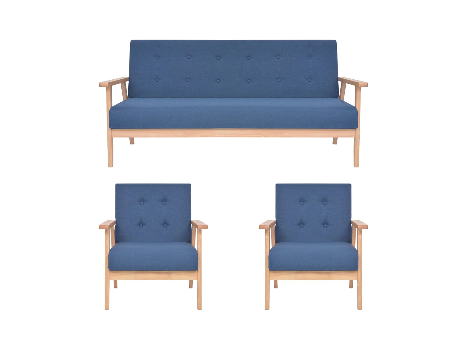 Ensemble de canapés 3 pcs Tissu Bleu