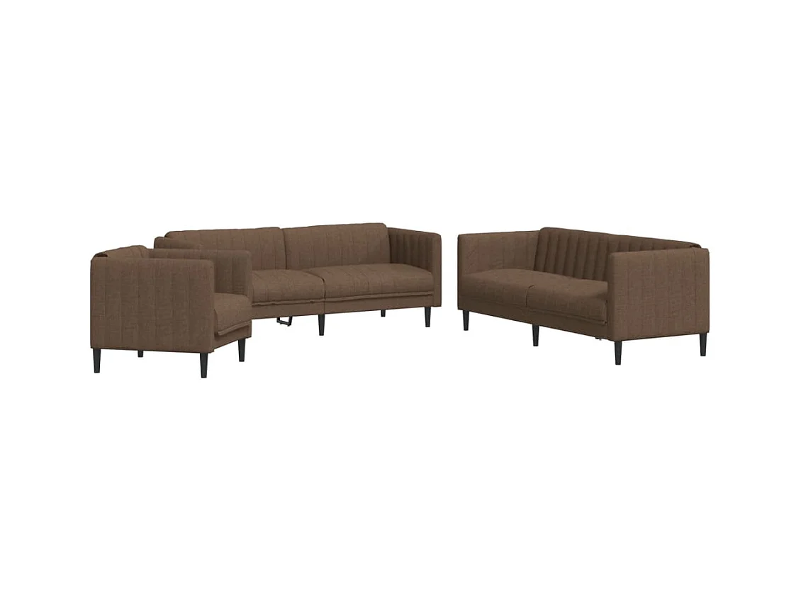 Ensemble de canapés 3 pcs marron tissu