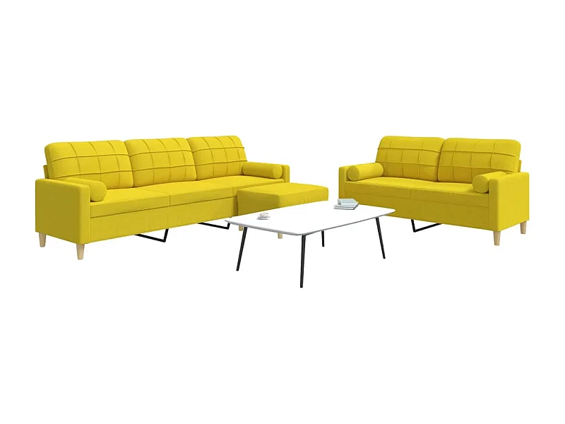 3 pcs conjunto de sofás c/ almofadas/apoio pés tecido