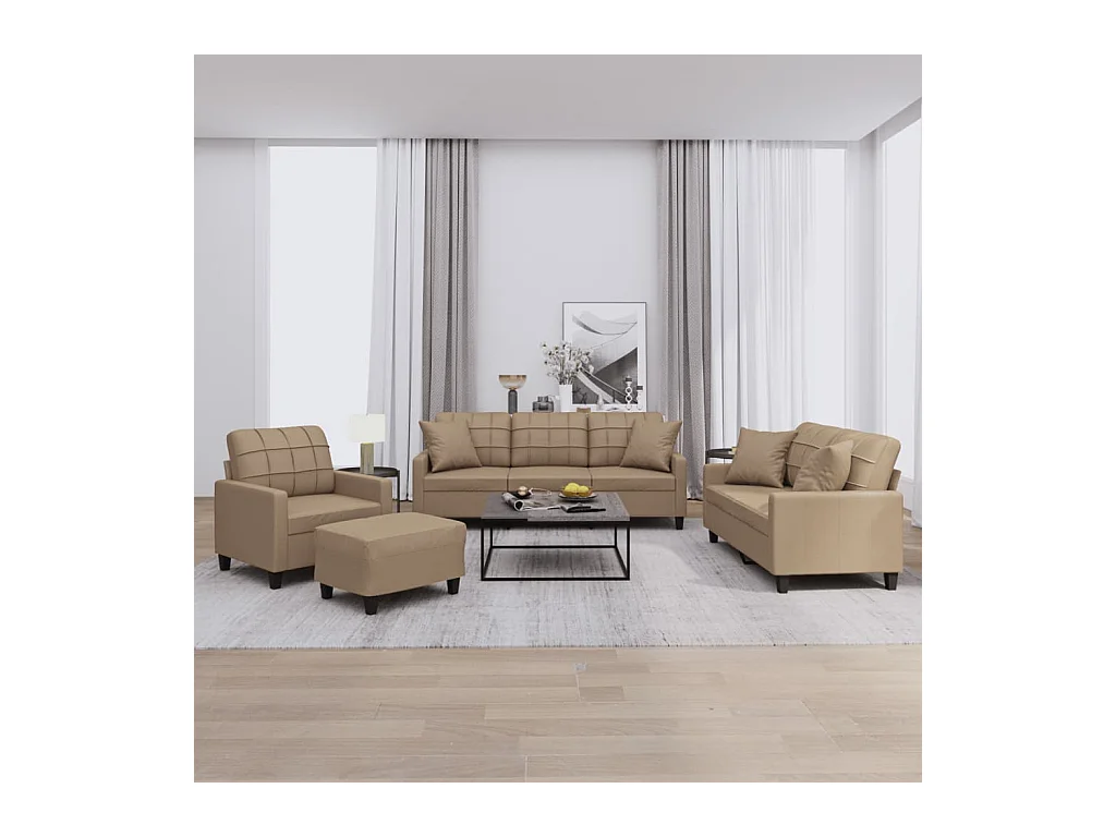 Ensemble de canapés 4 pcs avec coussins cappuccino similicuir