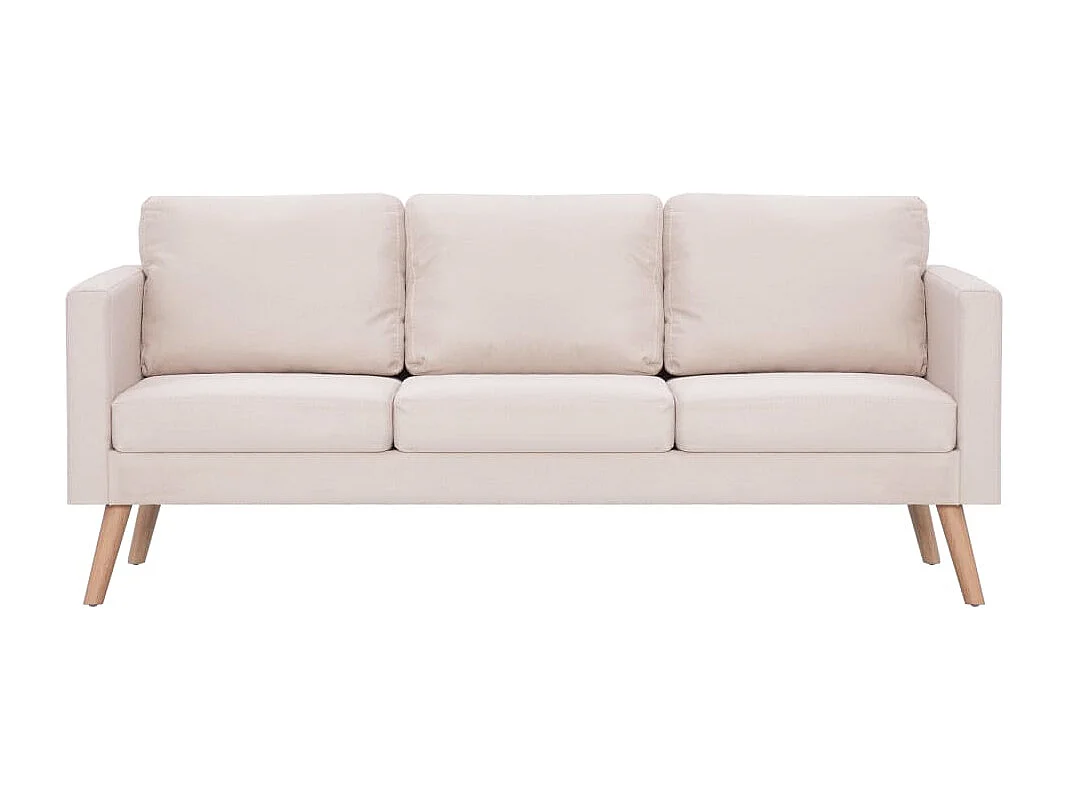 Divano a 3 Posti in Tessuto Crema