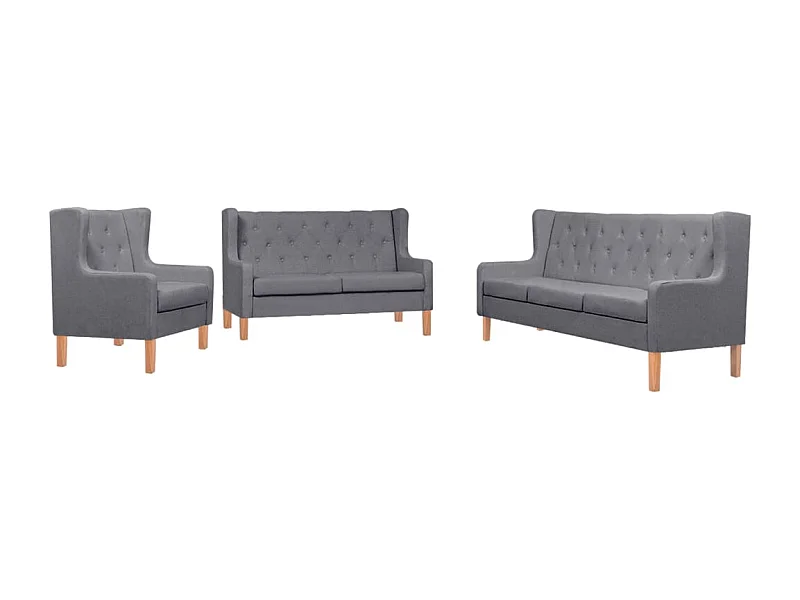 Ensemble de canapés 3 pcs tissu gris