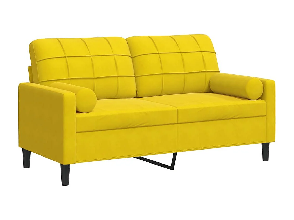 Tweezitsbank met sierkussens 140 cm fluweel geel