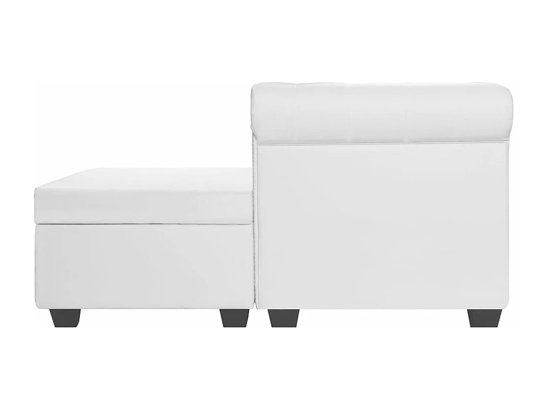 Sofá Chesterfield en forma L cuero artificial blanco