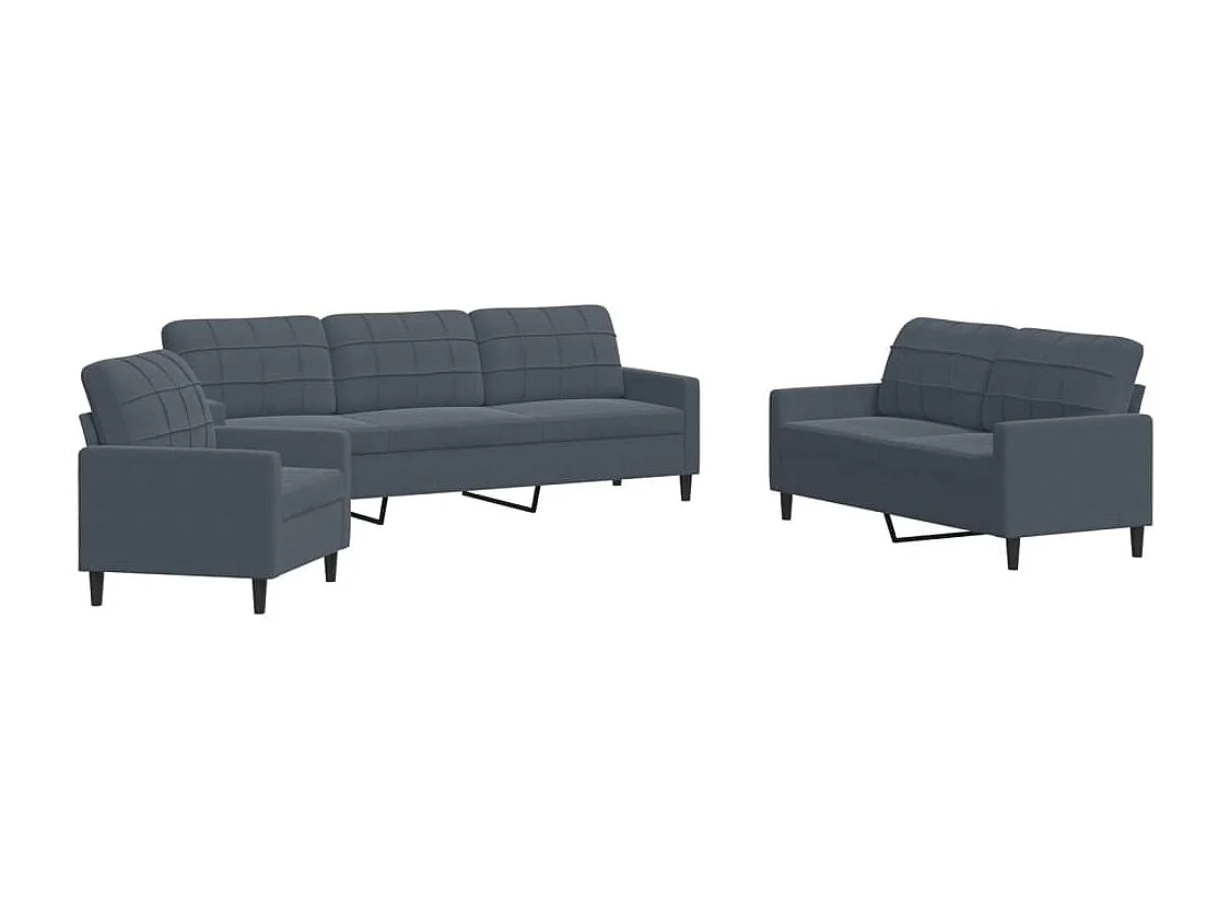 Ensemble de canapés 3 pcs avec coussins Gris foncé Velours