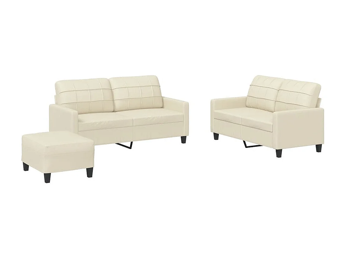 Ensemble de canapés 3 pcs avec coussins Crème Similicuir