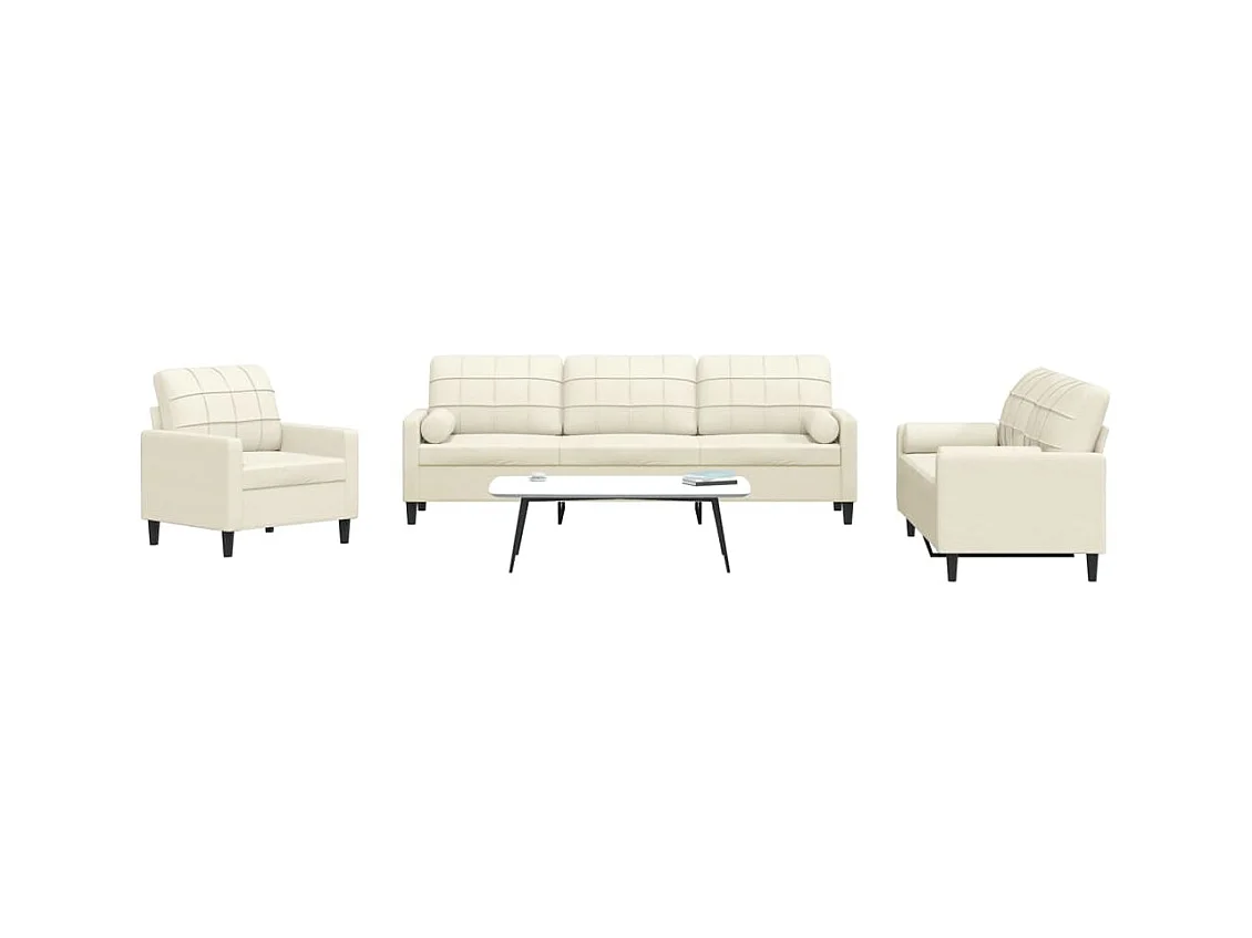 Ensemble de canapés 3 pcs avec coussins et traversins velours