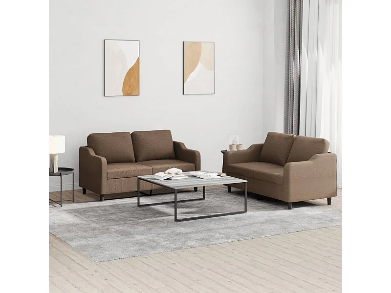 2-delige Loungeset met kussens stof bruin