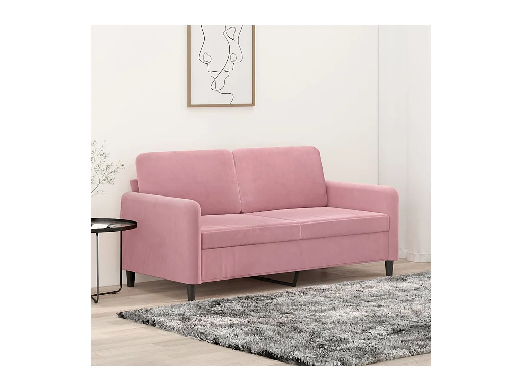 Tweezitsbank 140 cm fluweel roze