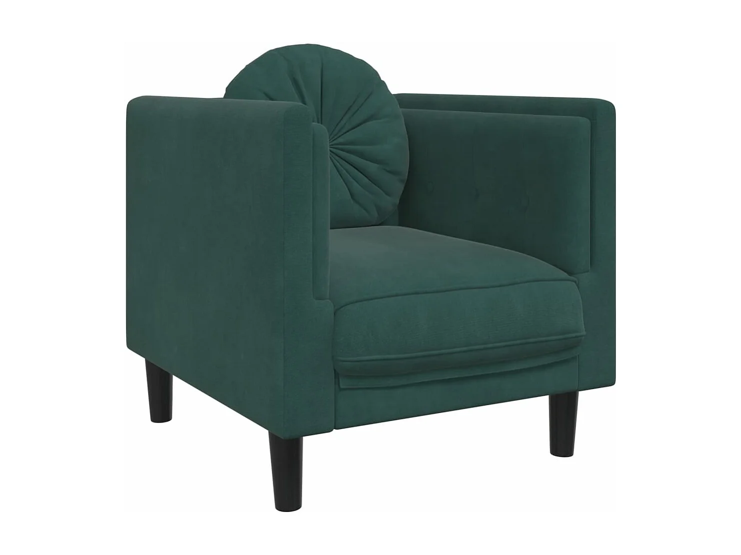 3 pcs conjunto de sofás com almofadas veludo verde-escuro