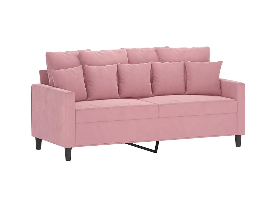 2-tlg. Sofagarnitur mit Kissen Rosa Samt