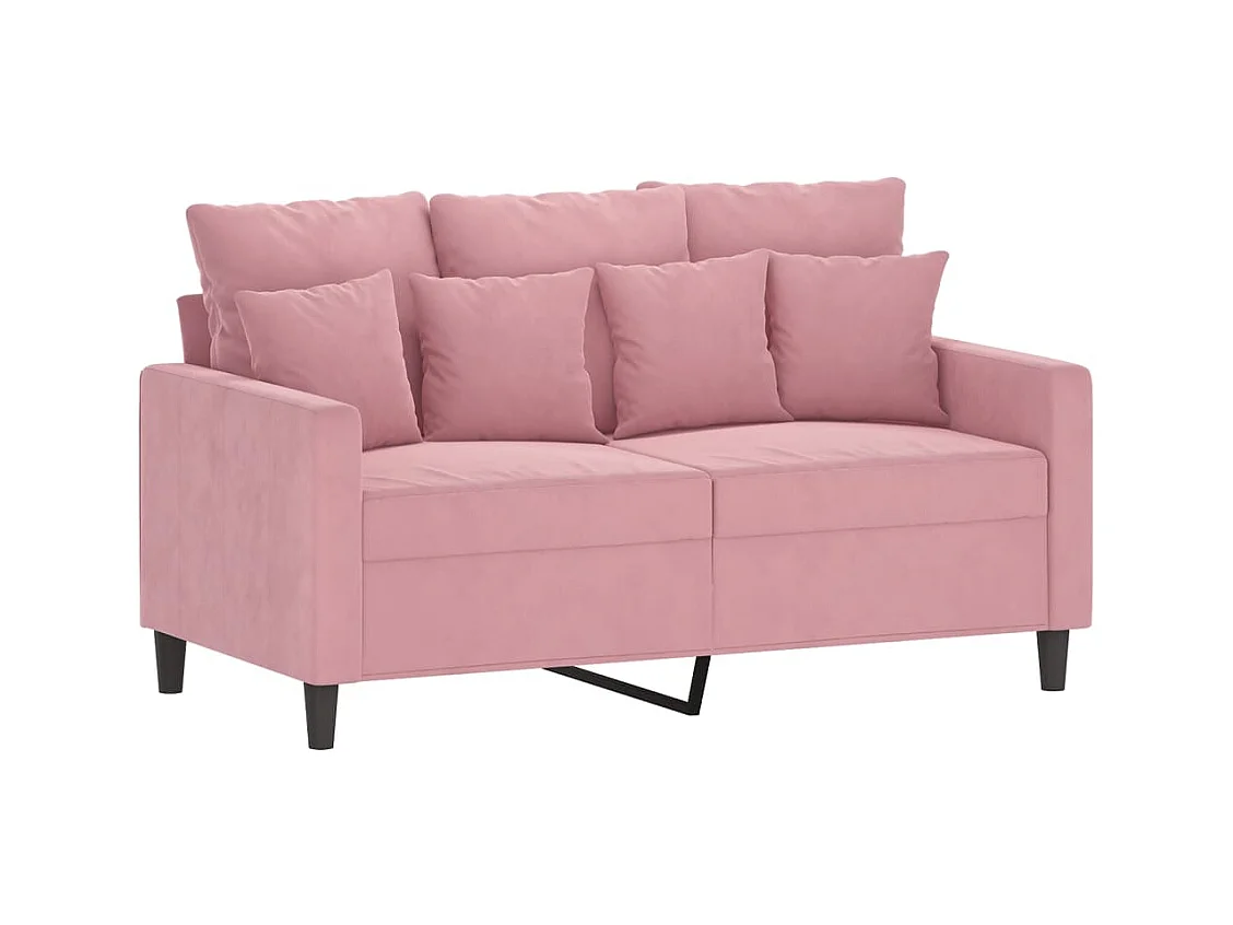 2-tlg. Sofagarnitur mit Kissen Rosa Samt