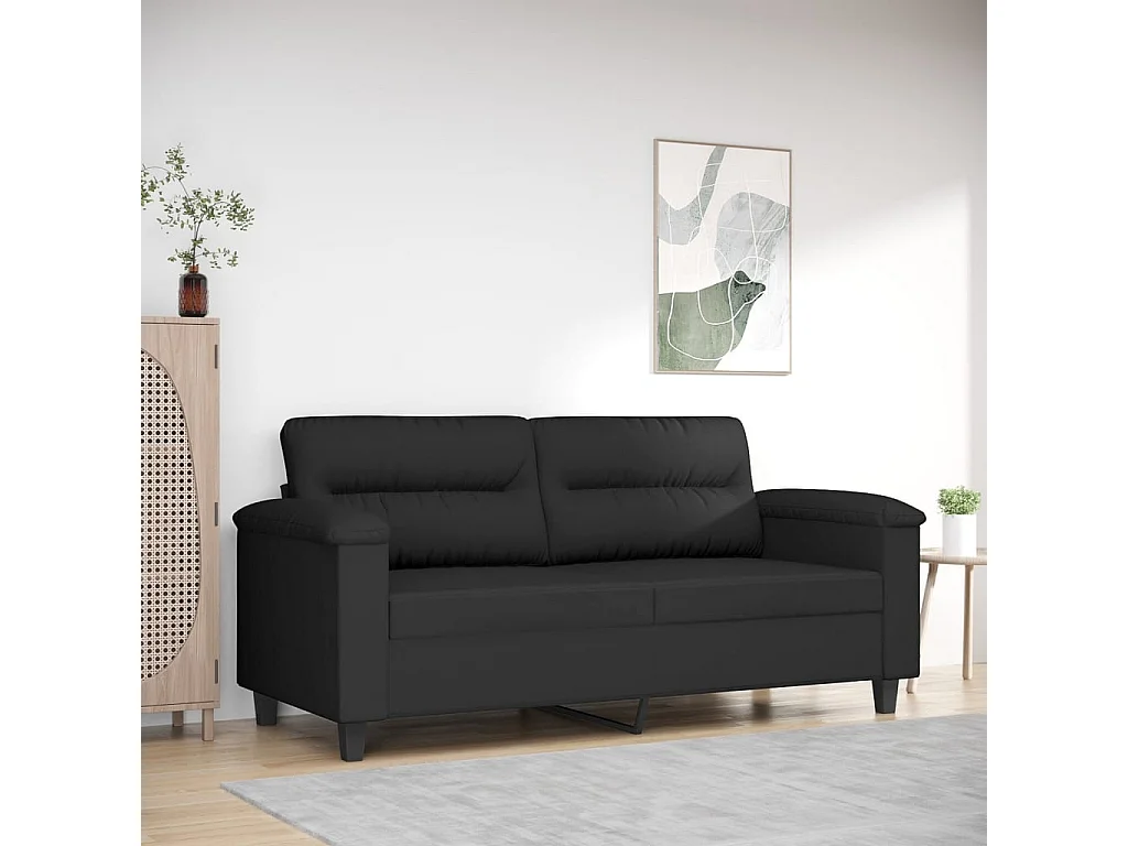 2-Sitzer-Sofa Schwarz 140 cm Mikrofasergewebe