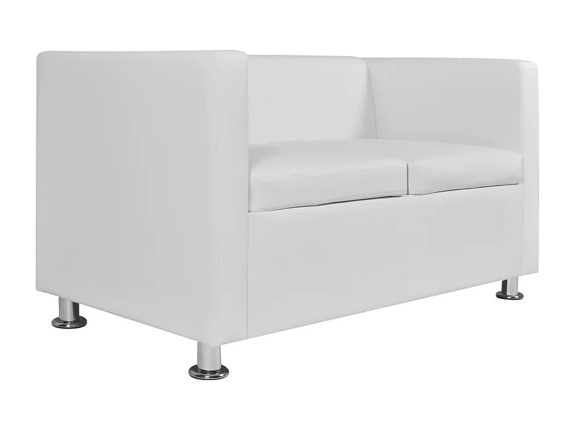 Sofá de 2 lugares couro artificial branco