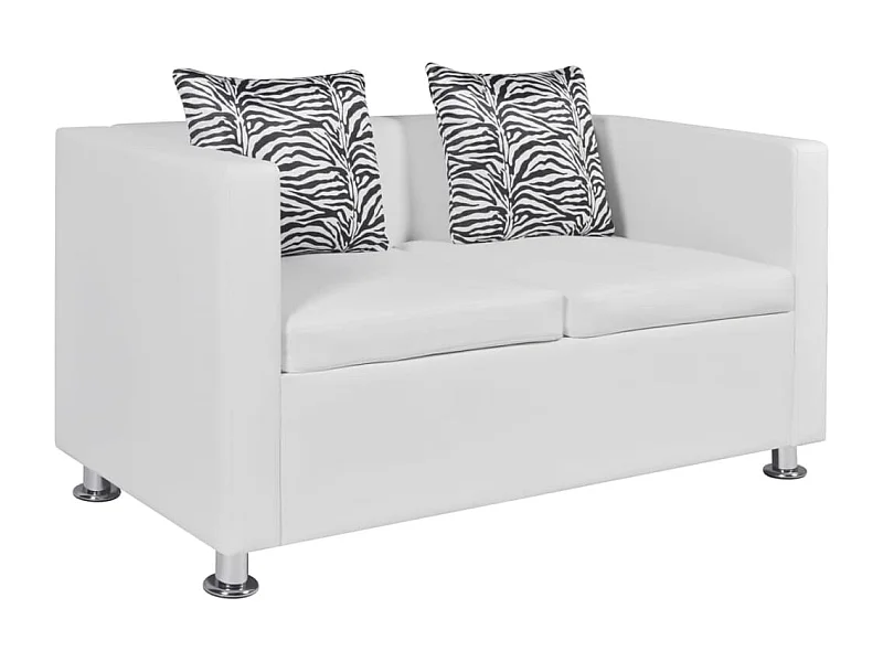 Divano a 2 Posti in Similpelle Bianco