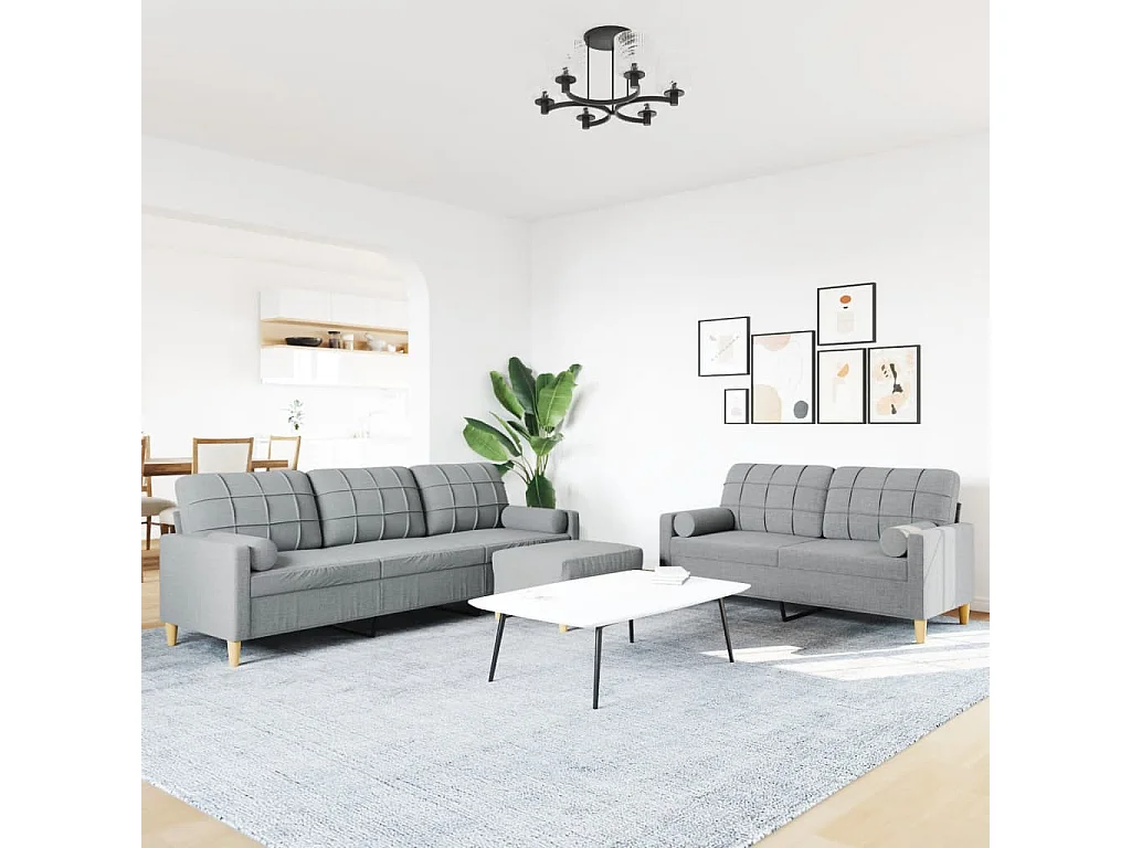 Ensemble de canapés 3 pcs repose-pied et coussins décoratifs