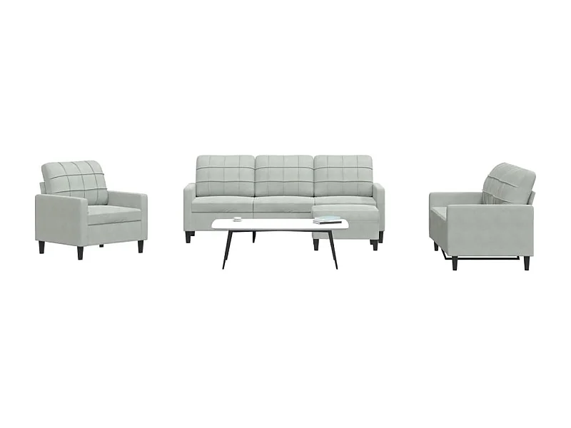 Set di Divani 4 pz con Cuscini Grigio Chiaro in Velluto