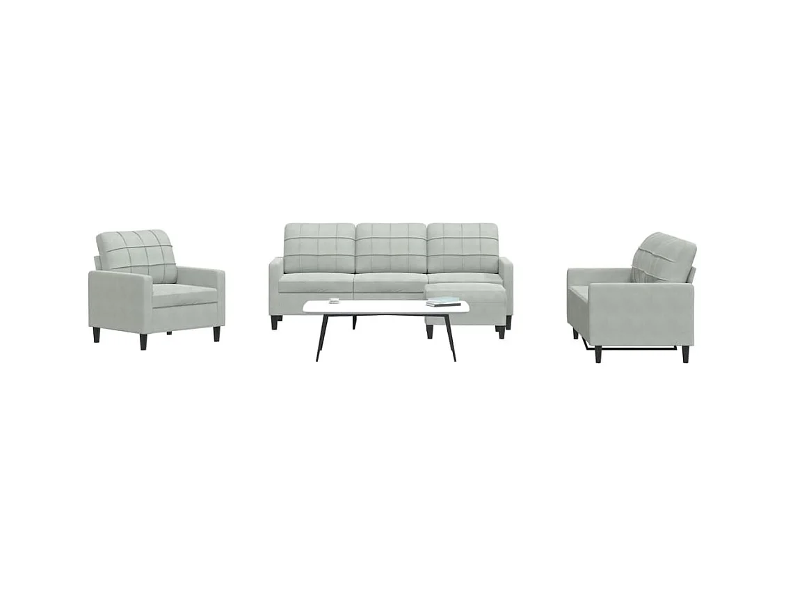 Ensemble de canapés 4 pcs avec coussins Gris clair Velours