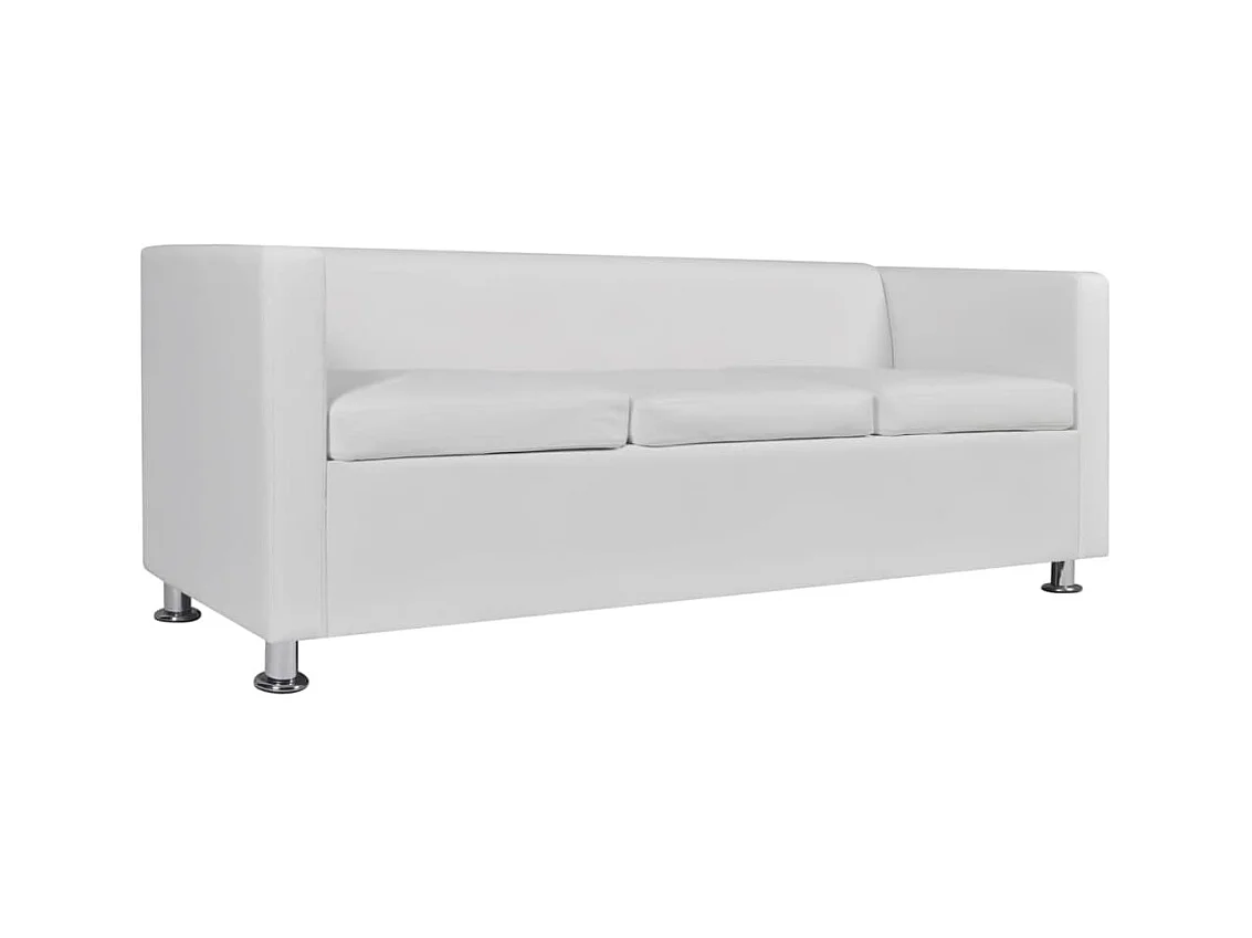 Ensemble de canapés 2 places et 3 places Cuir synthétique Blanc