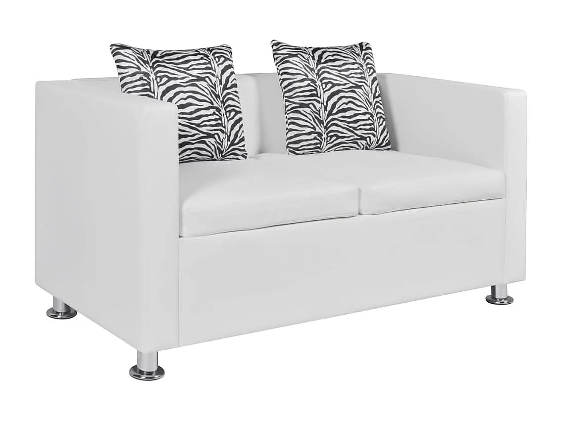 Conjunto de sofás de 2 e 3 lugares couro artificial branco