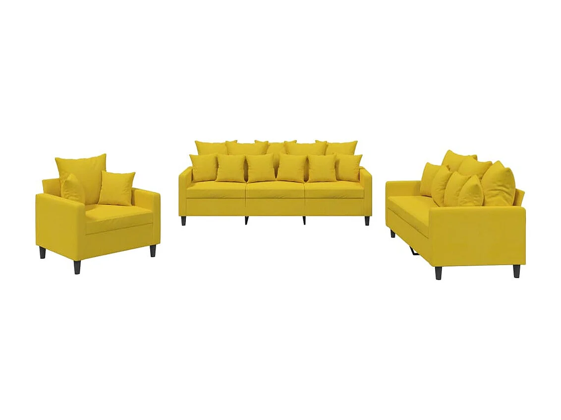 Set di Divani 3 pz con Cuscini giallo in Velluto