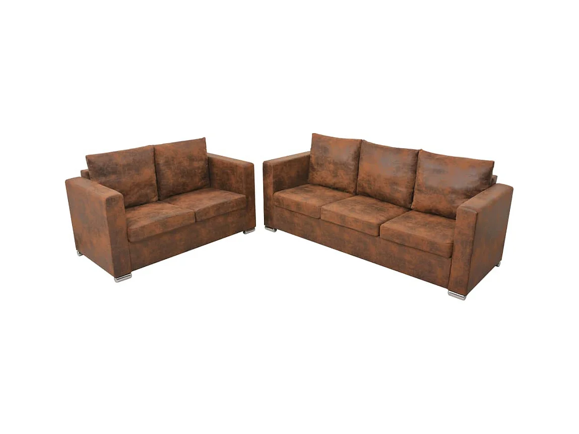 Set Divani 2 pz in Pelle Scamosciata Artificiale