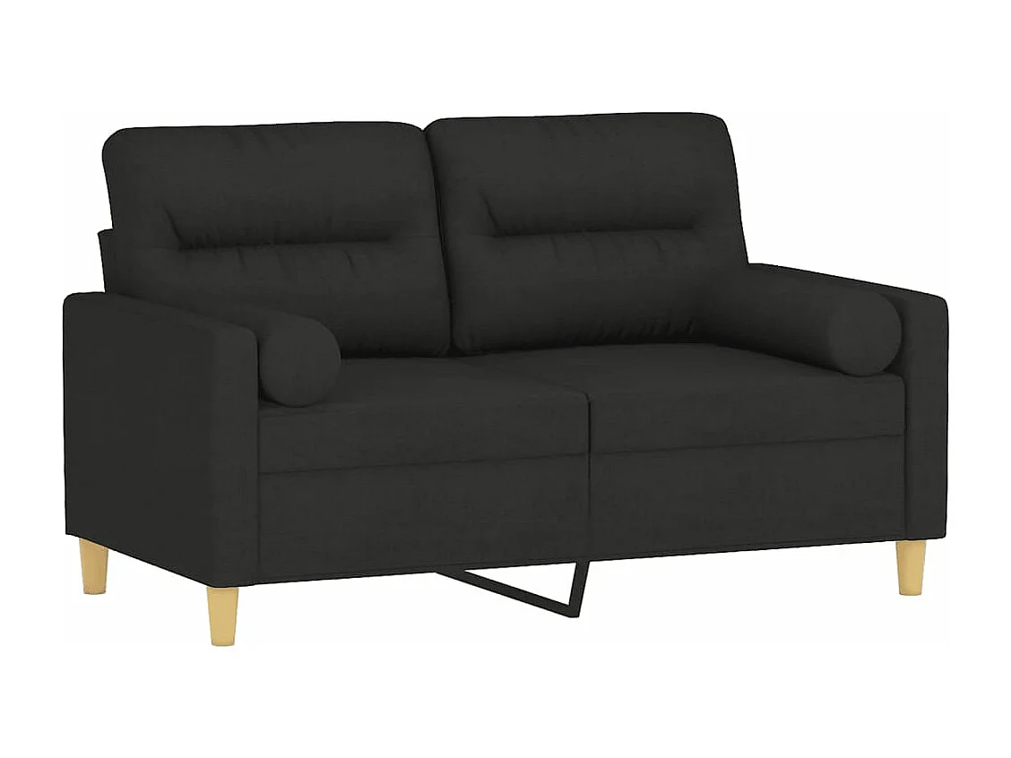 Canapé 2 places avec oreillers décoratifs noir 120 cm tissu