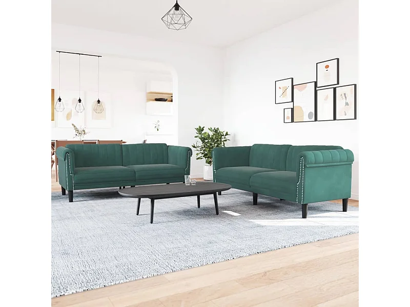 2-delige Loungeset fluweel donkergroen