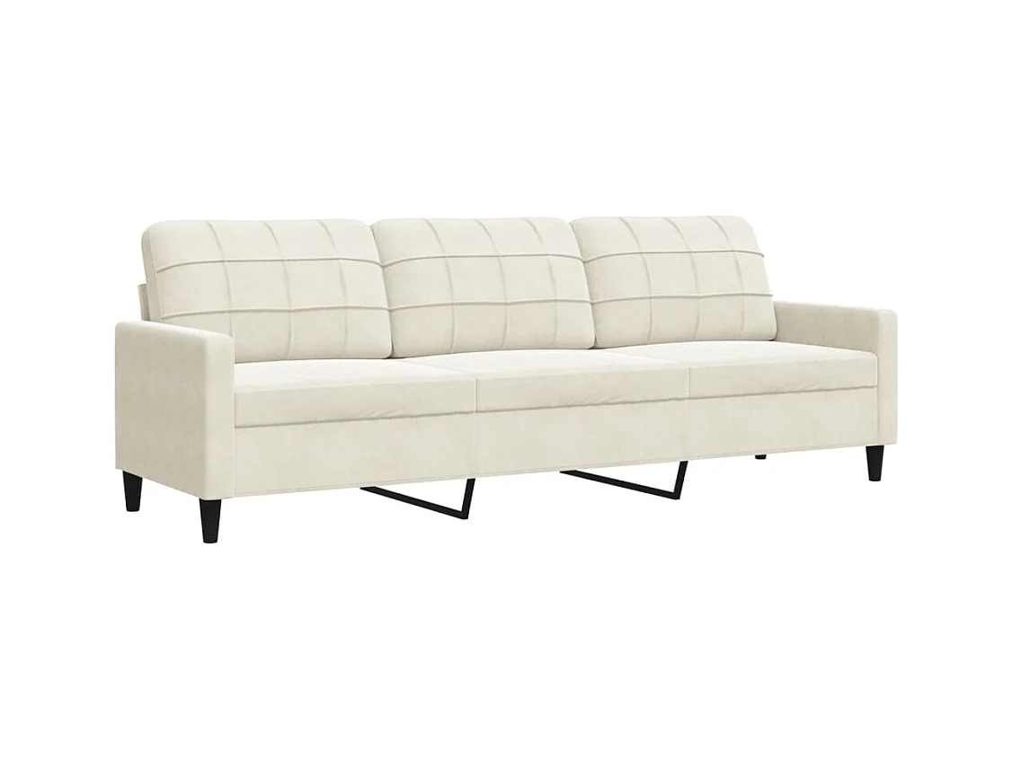 3-delige Loungeset met kussens fluweel crèmekleurig