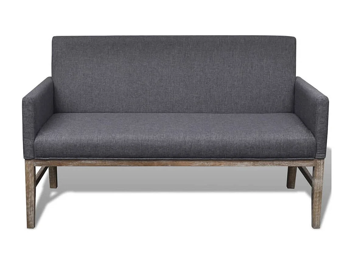 Banco con cojín acolchado madera de caucho tela gris oscuro