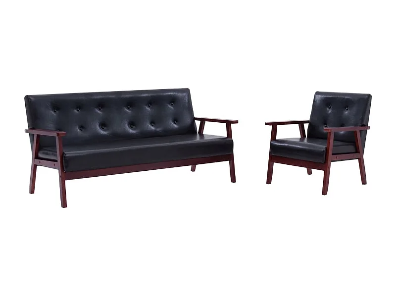 Set di Divani 2 pz Nero in Similpelle