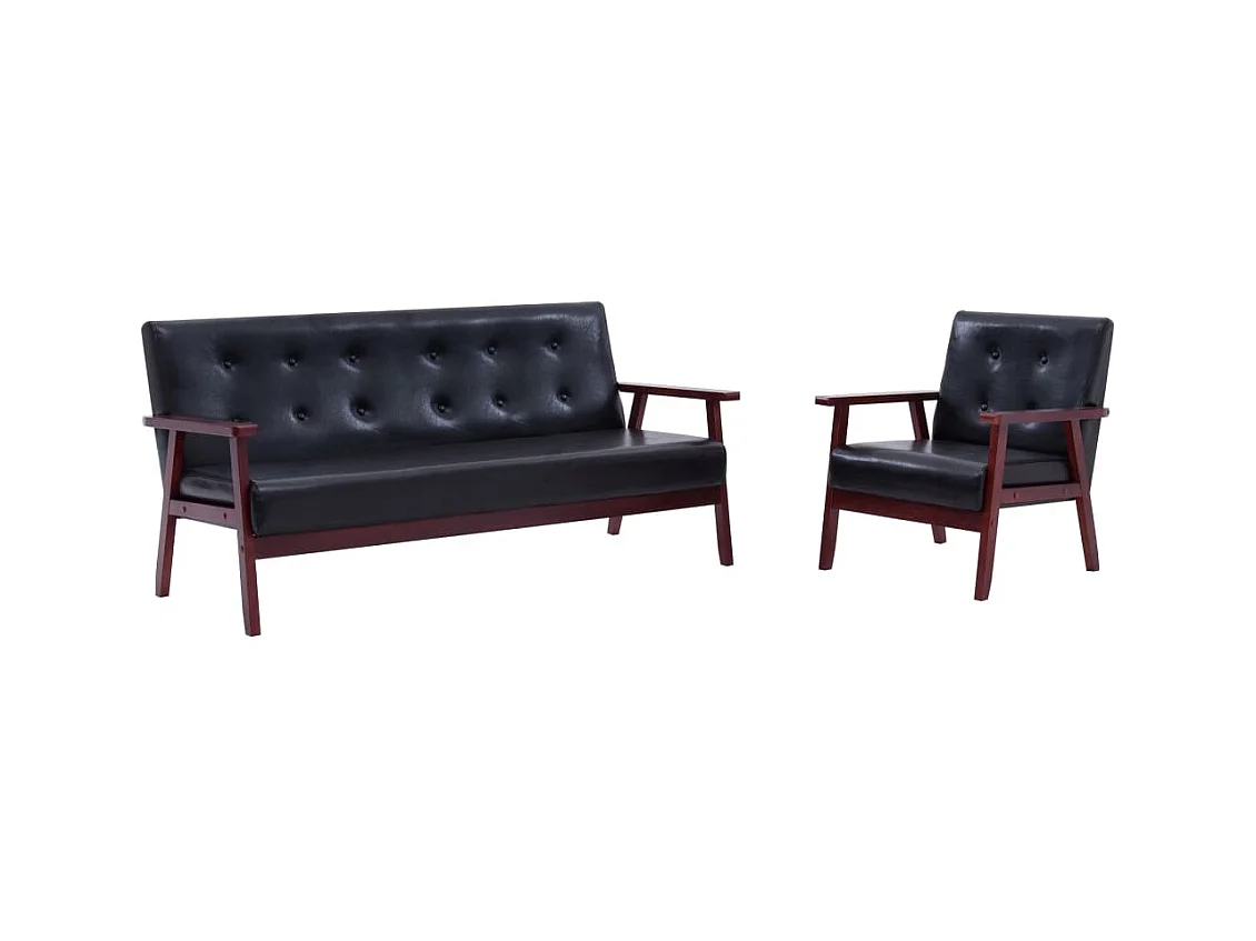 Set di Divani 2 pz Nero in Similpelle